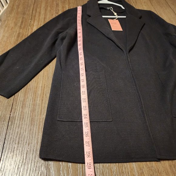 Quince 100% Organic Cotton Knit Blazer NWT Black Large - Picture 2 of 6